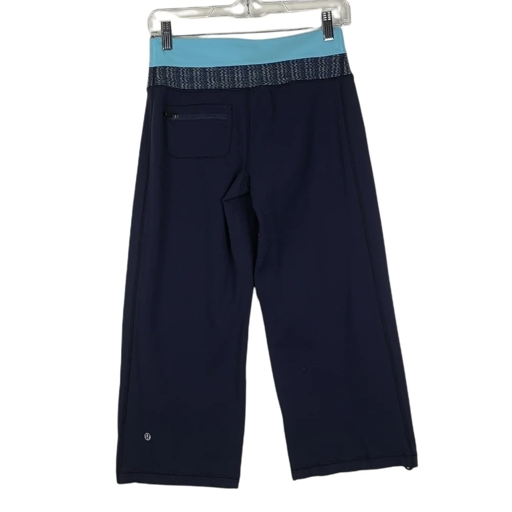 Lululemon Dharana Crop Pants Ink Well Blue Moon Stretch‎ Draw Cord Legs